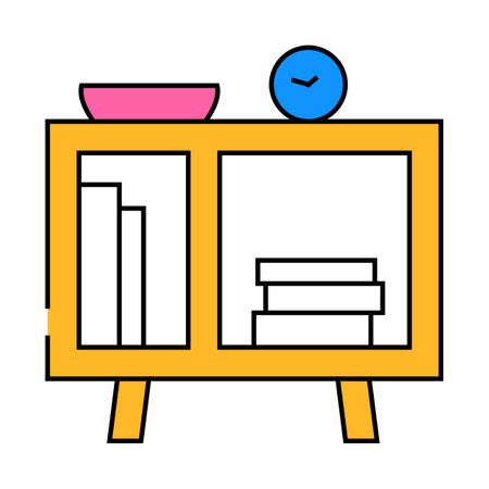 bedside table kid bedroom icon color illustrationのイラスト素材