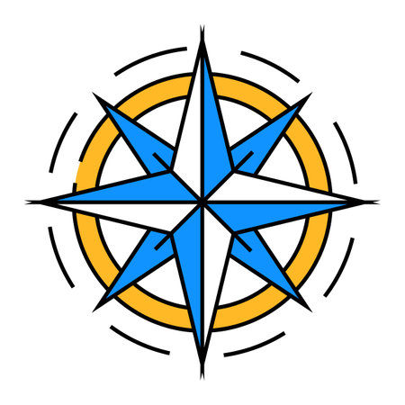compass tattoo art vintage icon color illustrationのイラスト素材