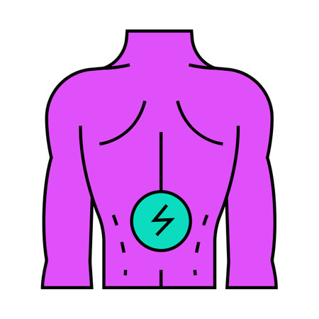 lower back pain body ache icon color illustrationのイラスト素材
