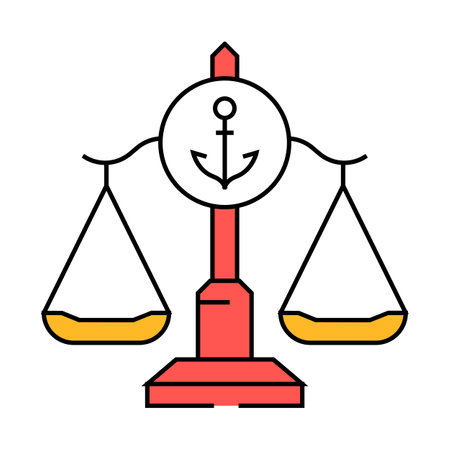 maritime law regulations icon color illustrationのイラスト素材