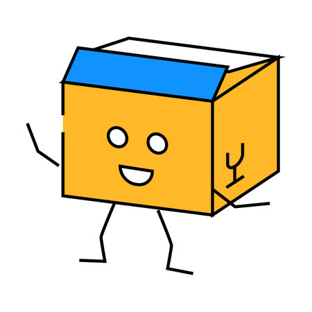 stand cardboard box character icon color illustrationのイラスト素材