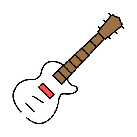 electric guitar retro music icon color illustrationのイラスト素材