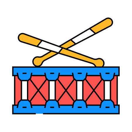 drum retro music icon color illustrationのイラスト素材