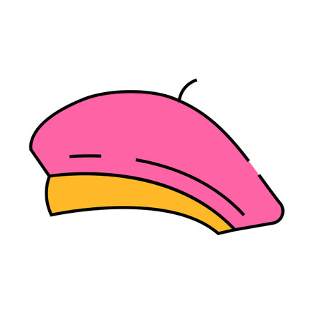beret hat cap icon color illustrationのイラスト素材