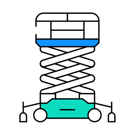 hydraulic lift platform civil engineer icon color illustrationのイラスト素材