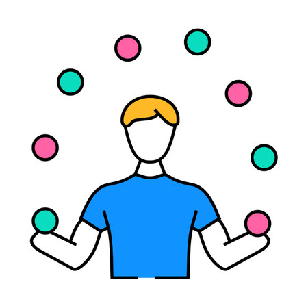 juggler carnival vintage show icon color illustrationのイラスト素材