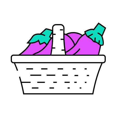 basket eggplant icon color illustrationのイラスト素材