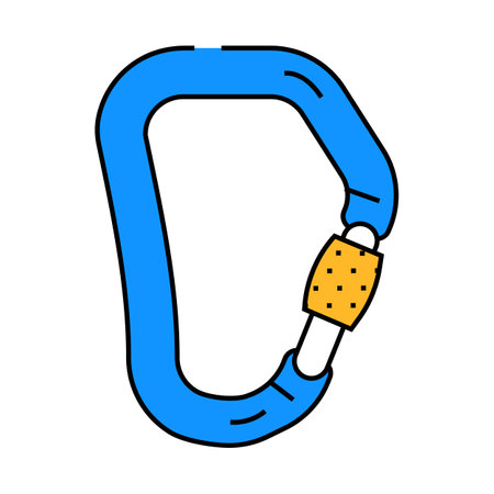 locking carabiner mountaineering adventure icon color illustrationのイラスト素材