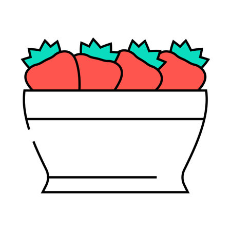 plate strawberries icon color illustrationのイラスト素材