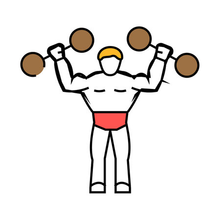 circus strongman carnival show icon color illustrationのイラスト素材
