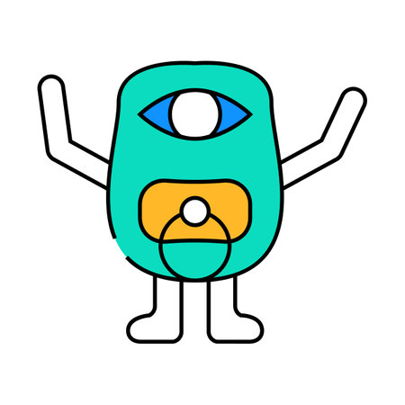 baby monster alien icon color illustrationのイラスト素材