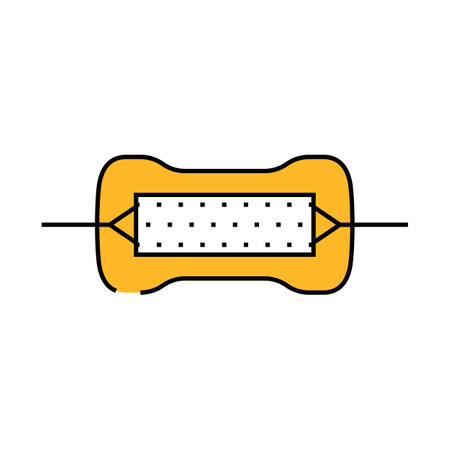 carbon film resistor electronic component icon color illustrationのイラスト素材