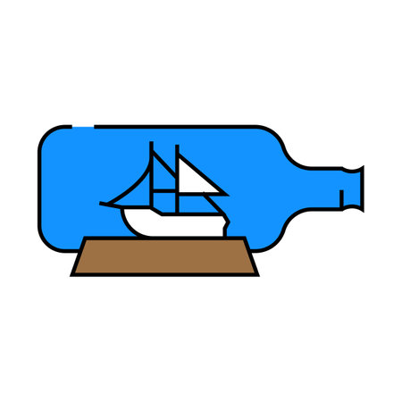 assembling boats in bottles icon color illustrationのイラスト素材