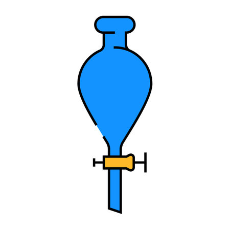 separatory funnel chemical glassware lab icon color illustrationのイラスト素材