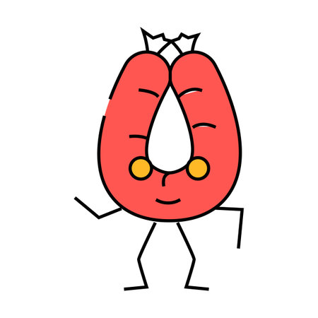 kielbasa meat character icon color illustrationのイラスト素材