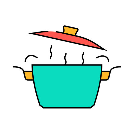 hot pot cooking icon color illustrationのイラスト素材