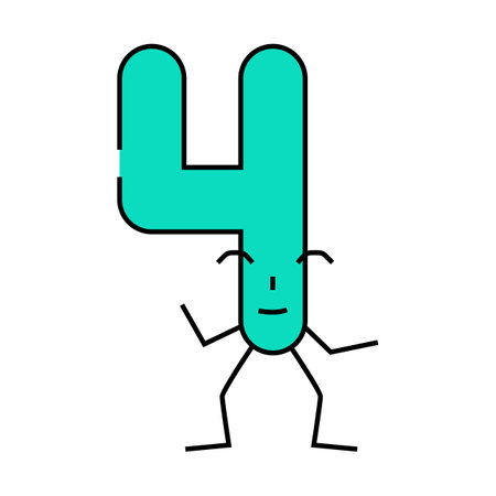 four number character icon color illustrationのイラスト素材