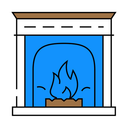 fireplace icon color illustrationのイラスト素材