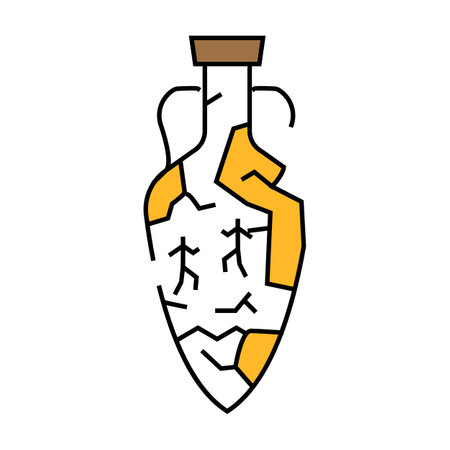 cracked amphora icon color illustrationのイラスト素材