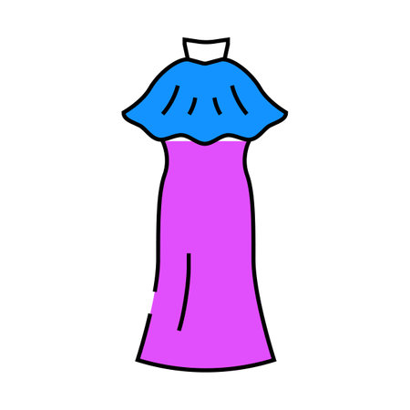 dresses evening gowns garment icon color illustrationのイラスト素材