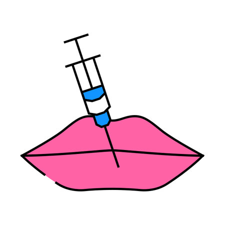 lip augmentation icon color illustrationのイラスト素材