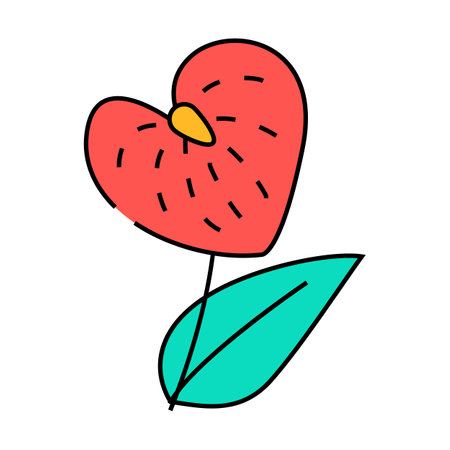 anthurium flower icon color illustrationのイラスト素材