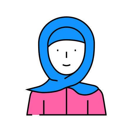 hijab woman clothing icon color illustrationのイラスト素材