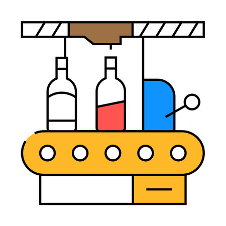 bottling factory conveyor icon color illustrationのイラスト素材