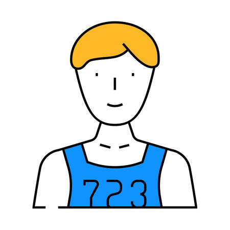 athlete with number icon color illustrationのイラスト素材