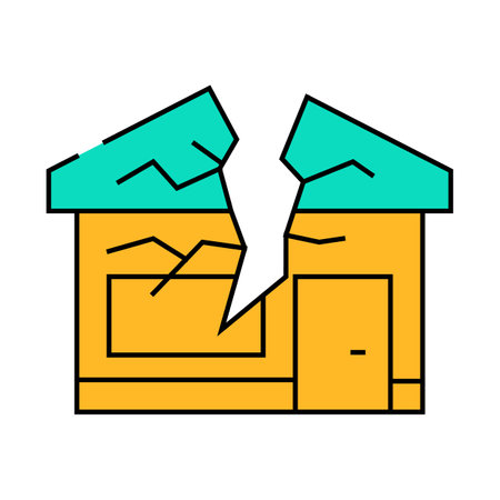 crashed house icon color illustrationのイラスト素材