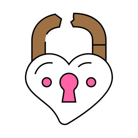 broken love padlock icon color illustrationのイラスト素材