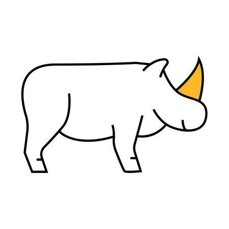 rhinoceros animal icon color illustrationのイラスト素材