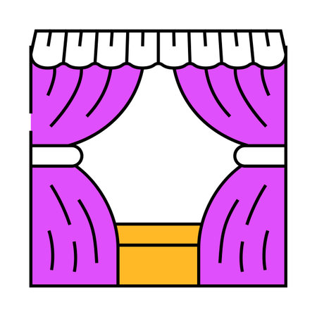 scene with curtains icon color illustrationのイラスト素材