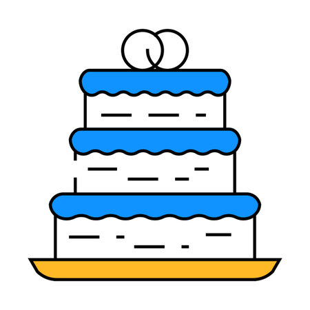 cake wedding dessert icon color illustration