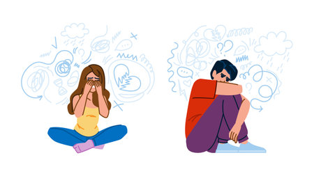 panic stress anxiety vectorのイラスト素材