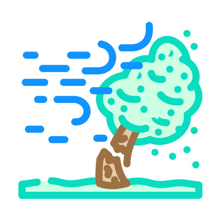 strong winds hurricane disaster color icon vector illustrationのイラスト素材