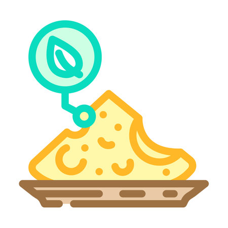vegan cheese vegan food color icon vector illustrationのイラスト素材