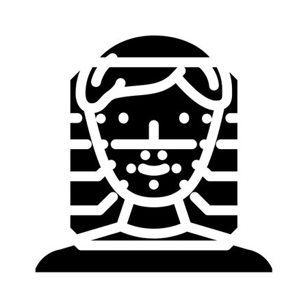 facial recognition glyph icon vector illustrationのイラスト素材