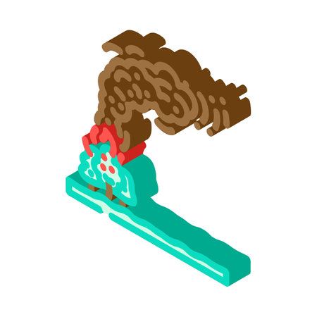 smoke cloud wildfire disaster isometric icon vector illustrationのイラスト素材