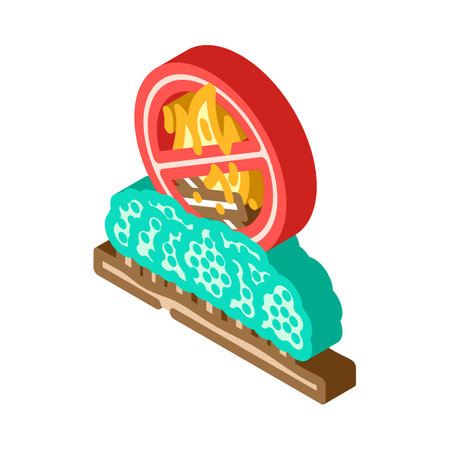 forest fire prohibited isometric icon vector illustrationのイラスト素材
