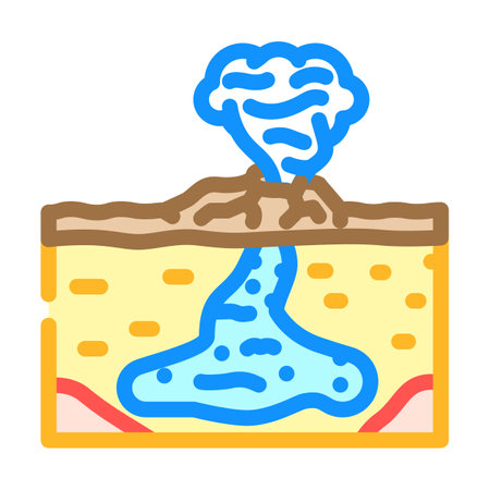 hot spring geothermal energy color icon vector illustrationのイラスト素材