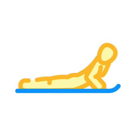 cobra pose bhujangasana yoga color icon vector illustrationのイラスト素材