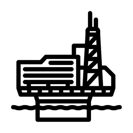 platform oil industry line icon vector illustrationのイラスト素材