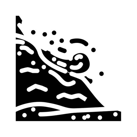 avalanche natural phenomena glyph icon vector illustrationのイラスト素材
