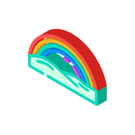 rainbow natural phenomena isometric icon vector illustrationのイラスト素材