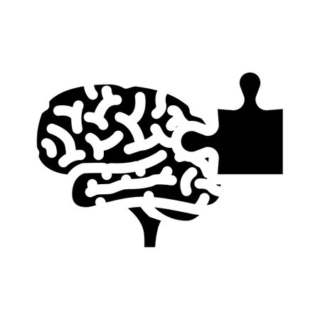 puzzle piece brainstorm glyph icon vector illustrationのイラスト素材