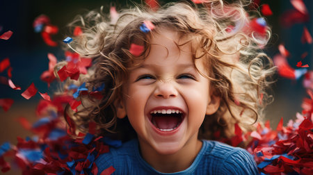 laughter confetti red blueの素材