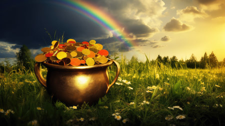 treasure rainbow and pot of goldの素材
