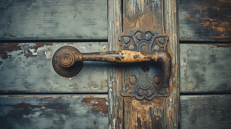 weathered metal door handleの素材