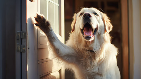 excitedly dog bark doorの素材